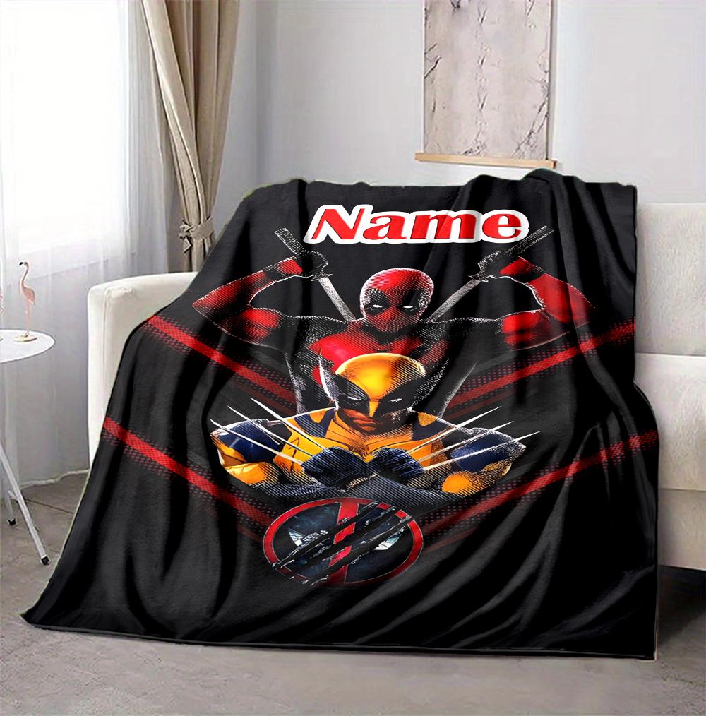 Custom Name Deadpool Armor Flannel Blanket Throw Blanket Soft Warm Sofa Bed Decor Unique Gift