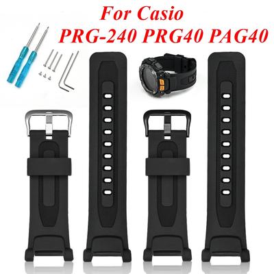 For Casio PRE-TREK PRG-240 PRG-40 PAG-40 Watchband Resin Watch Strap Wristband Replace Accessory Bracelet With Tool Screwdriver