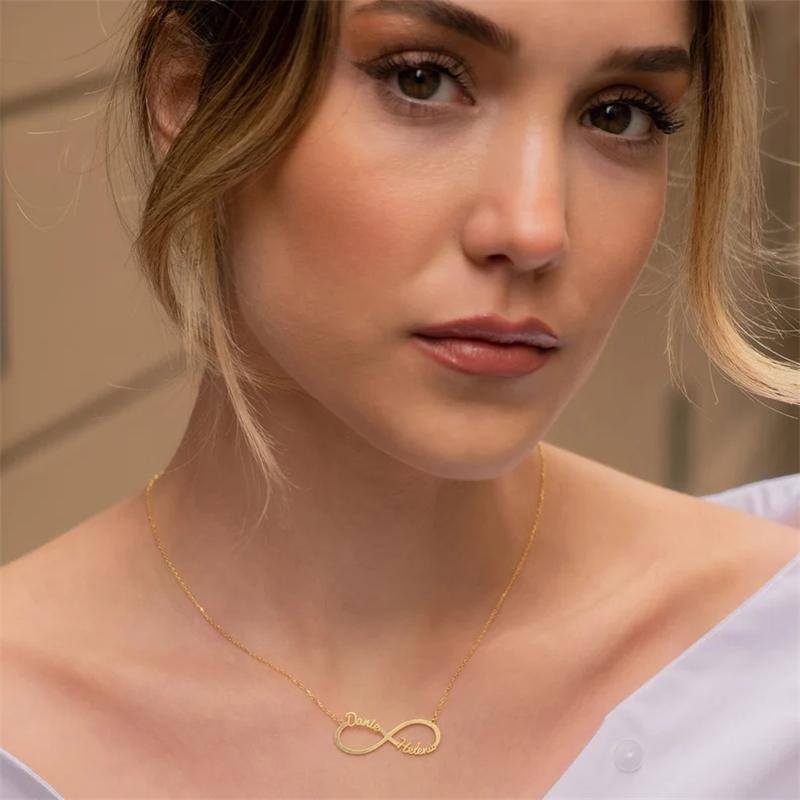 Infinite Layer Necklaces for Women Personalized Stainless Steel Custom Necklace Couple Jewelry Nameplate Pendant