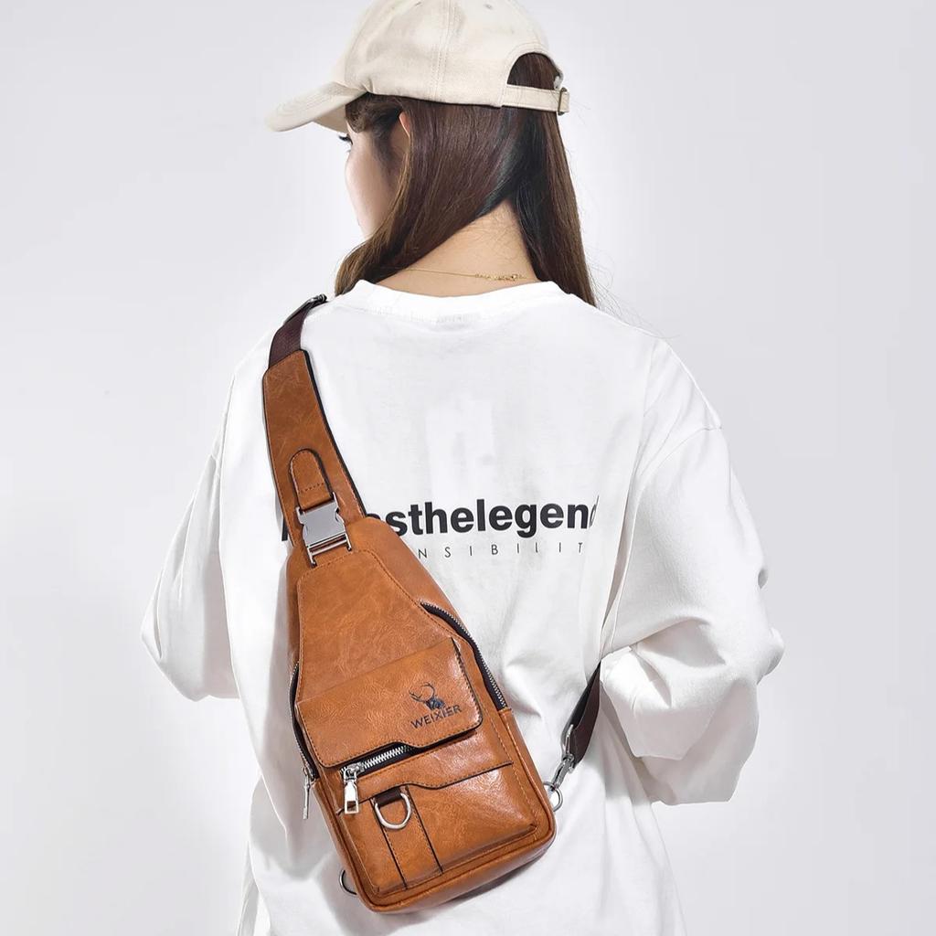 Hot Men's Bag Fashion Messenger Bags Large Capacity Luxury Designer Chest Bags Retro Single Shoulder Crossbody Backpacks