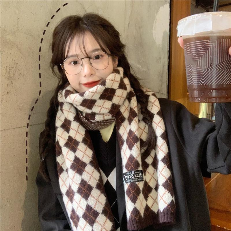 Red Scarf Women'S Winter Plaid Christmas Birthday Gift Year Gift Knitted Wool