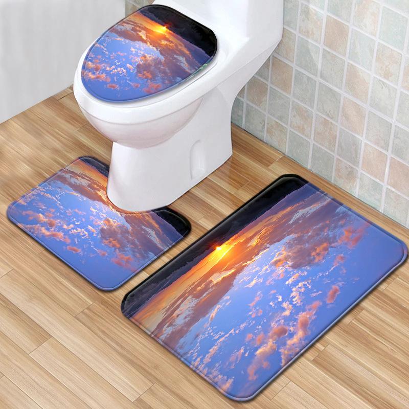 Landscape Bathroom Floor Mat Toilet Three-Piece Set