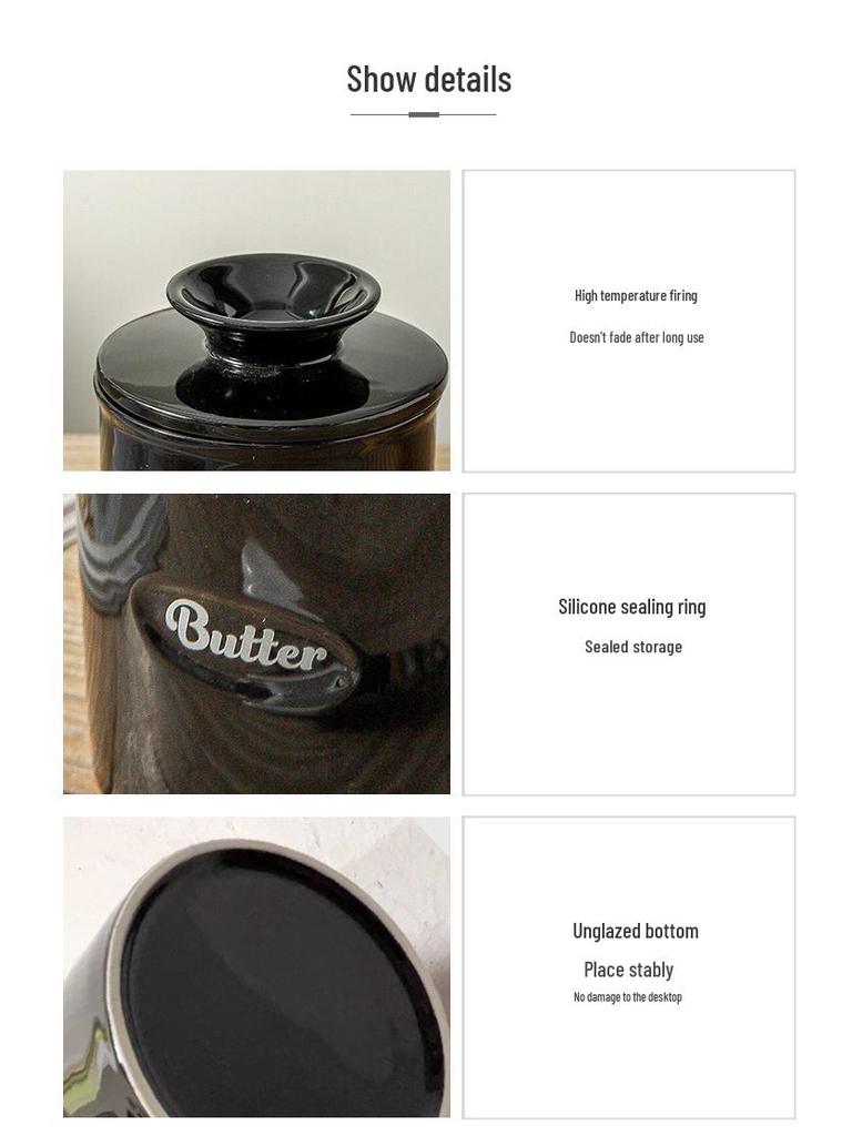 Ceramic Butter Dish with Lid - Airtight Round Cheese and Butter Storage Jar for Kitchen
