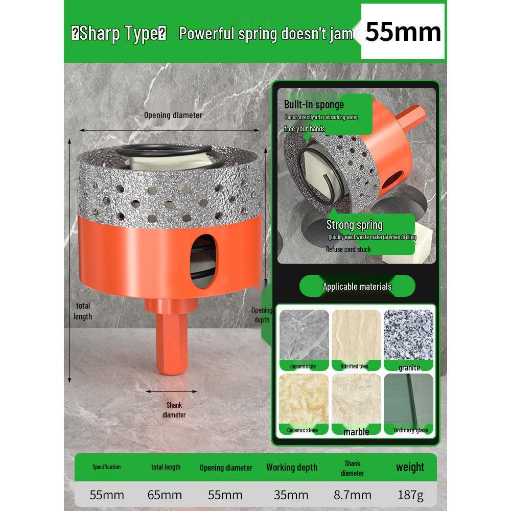 Baolian Dry Cut Hole Saw for Marble & Porcelain - Chip-Free Drilling Bit for Tile and Rock Slabs.