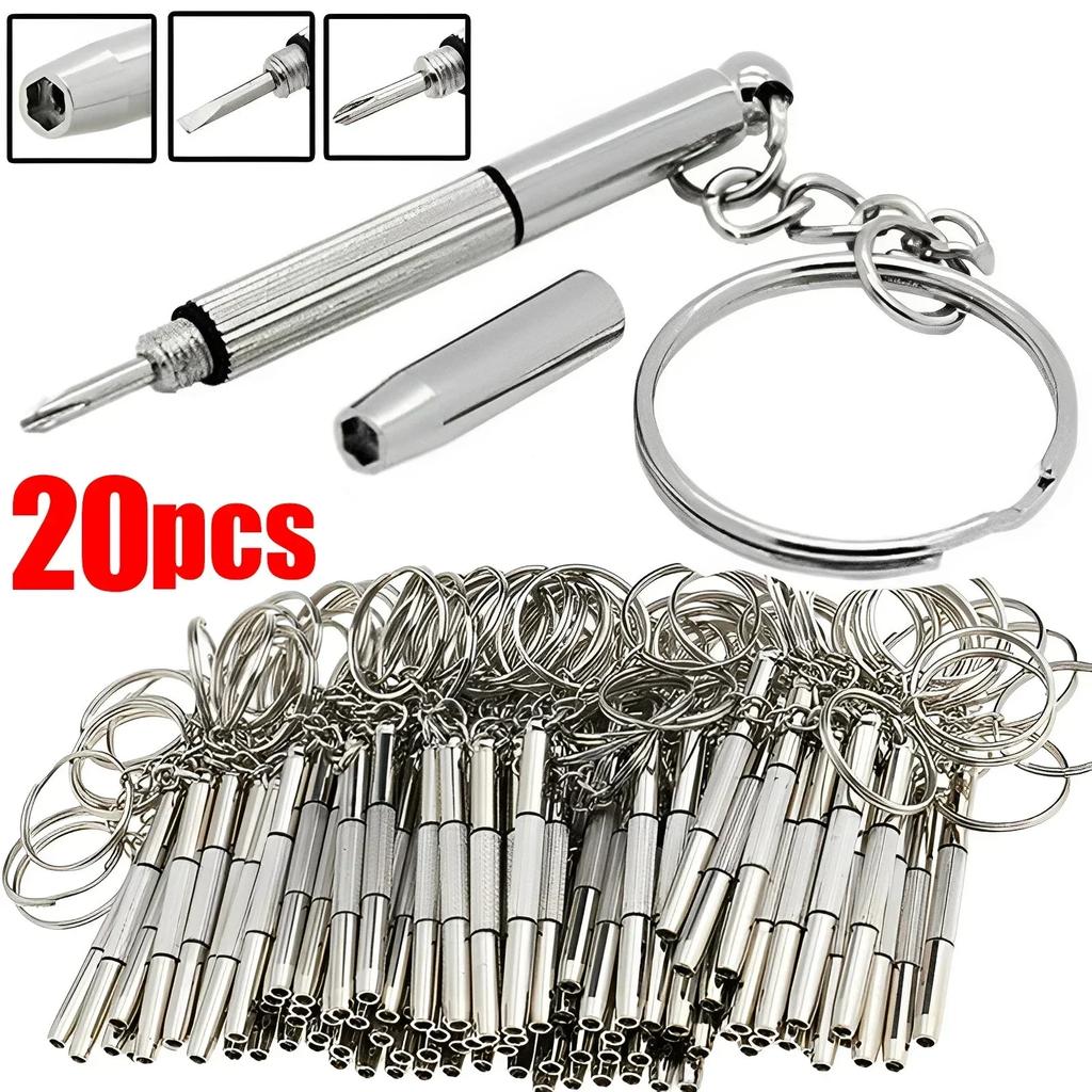 Steel Glasses Screwdriver Eyeglass Screwdriver Watch Repair Kit with Keychain Portable Hand Tools Precision Screwdriver Tools