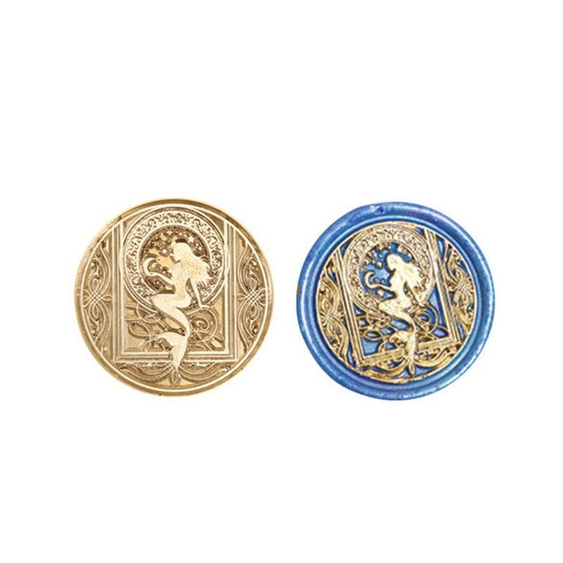 1 Set 3CM Wax Seal Stamp Star Sky Series Wax Stamp Swan Mermaid Flying Dragon Sealling Wax Wood Handle Tool