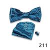 Men's Formal Bow Tie and Pocket Square Set for Banquets and Weddings, with Lapel Flower.