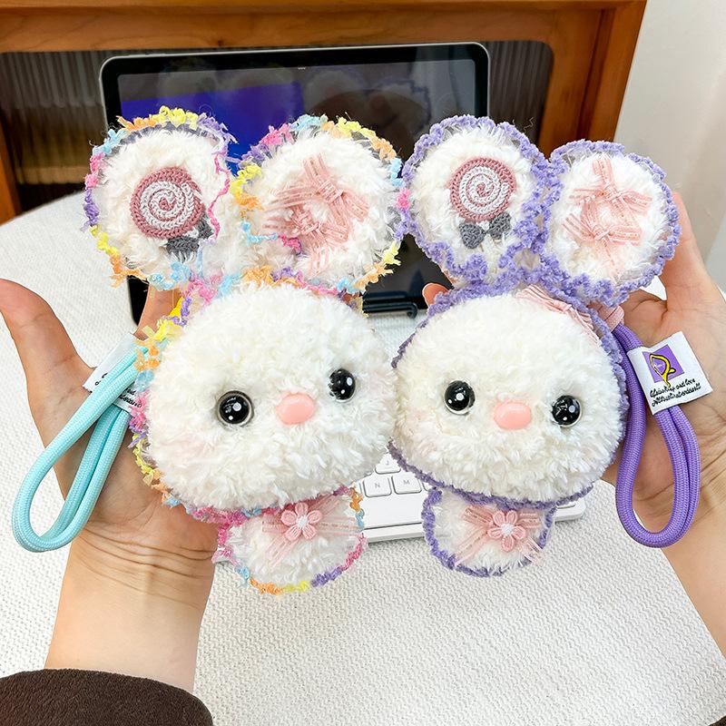 Colorful Rabbit Pendant Plush Toy Cute Little Rabbit Doll Doll Bag Keychain Pendant for Girlfriends