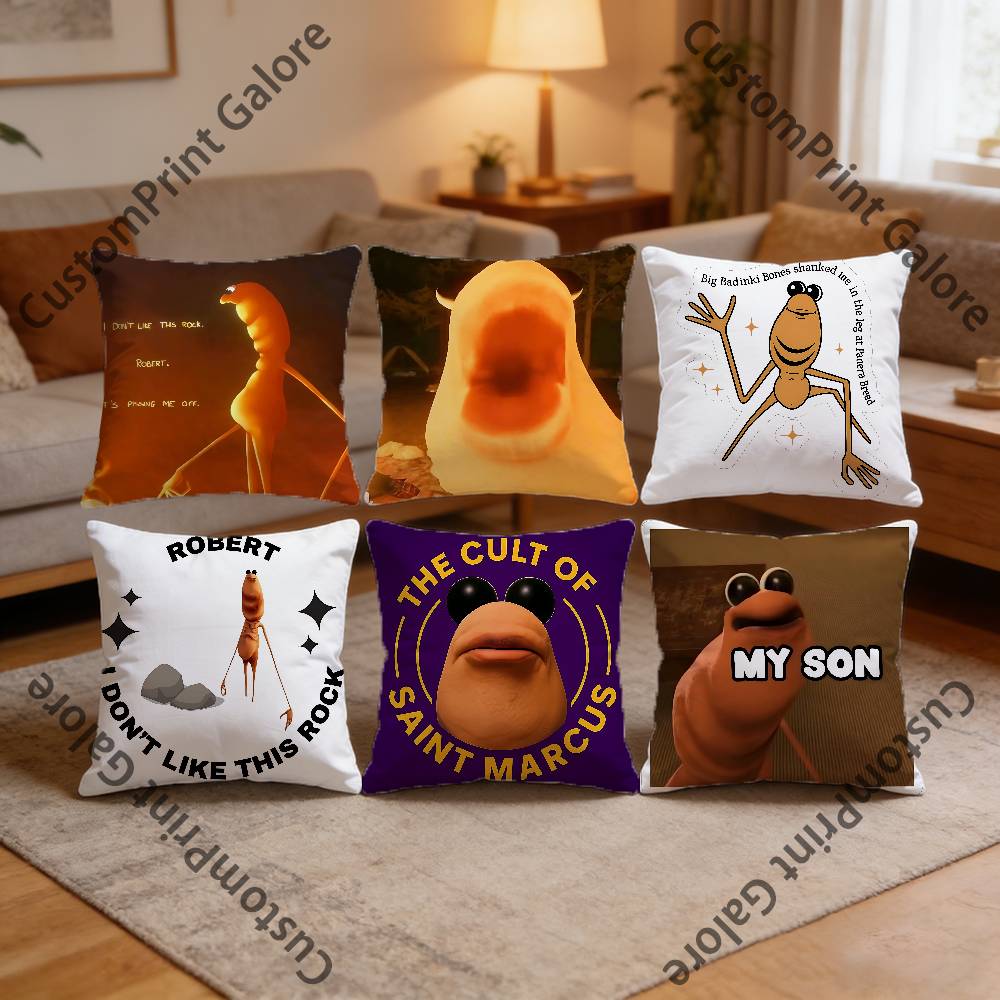 Marcus The Worm Robert Help HD Print Square Pillow Cover Polyester Lightweight Customizable for Home Office Sofa Decor