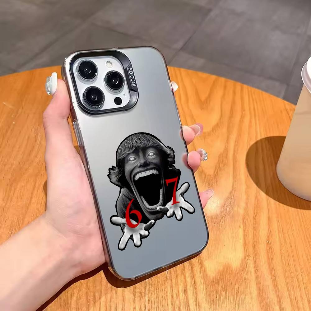 67 S-SIX-X S-SEVEN-N art Phone Case For iPhone17,16,15,14,13,12,11 Plus,Pro Max Black Candy silver phone case