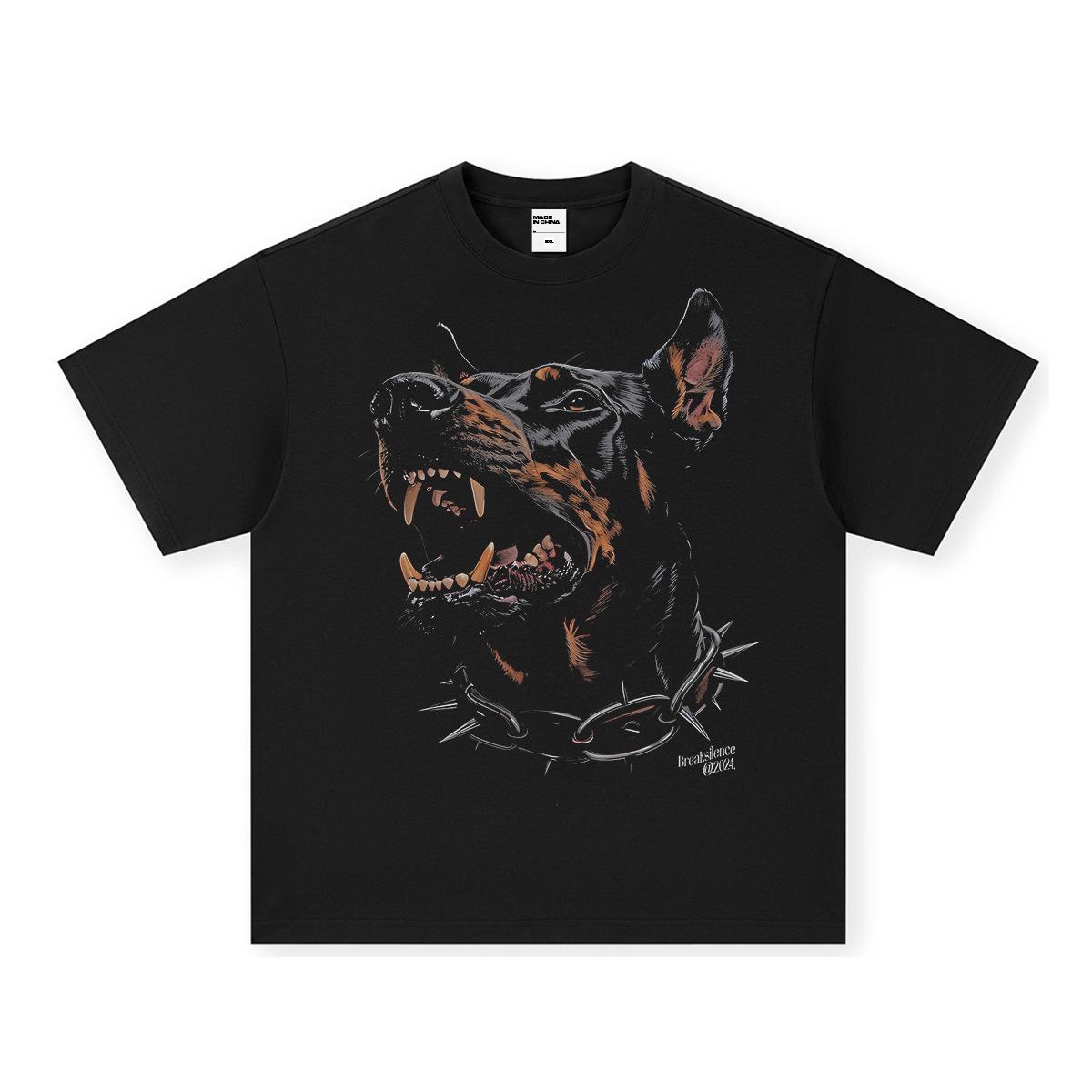 

Унисекс хлопковая футболка с графикой адской гончей - винтажная стирка, короткий рукав M