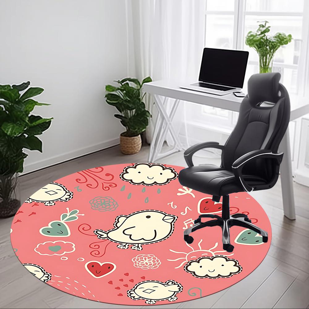 1pc Birds, Hearts Chair Carpet for Office, Non-slip, Soft and Durable Office Rug, Perfect for Office Yy260131079