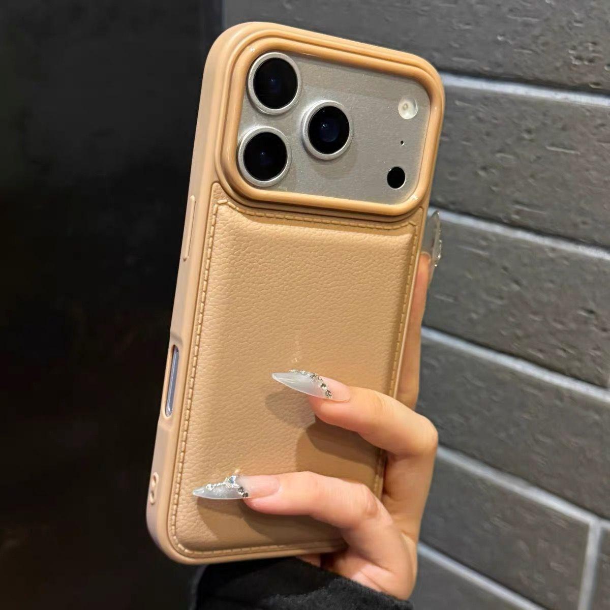 

Роскошный матовый чехол из мягкой кожи для телефона для iPhone 17Air 15 14 Plus 13 12 11 16 Pro Max Защита объектива Ударопрочная силиконовая накладка iPhone 11 коричневый