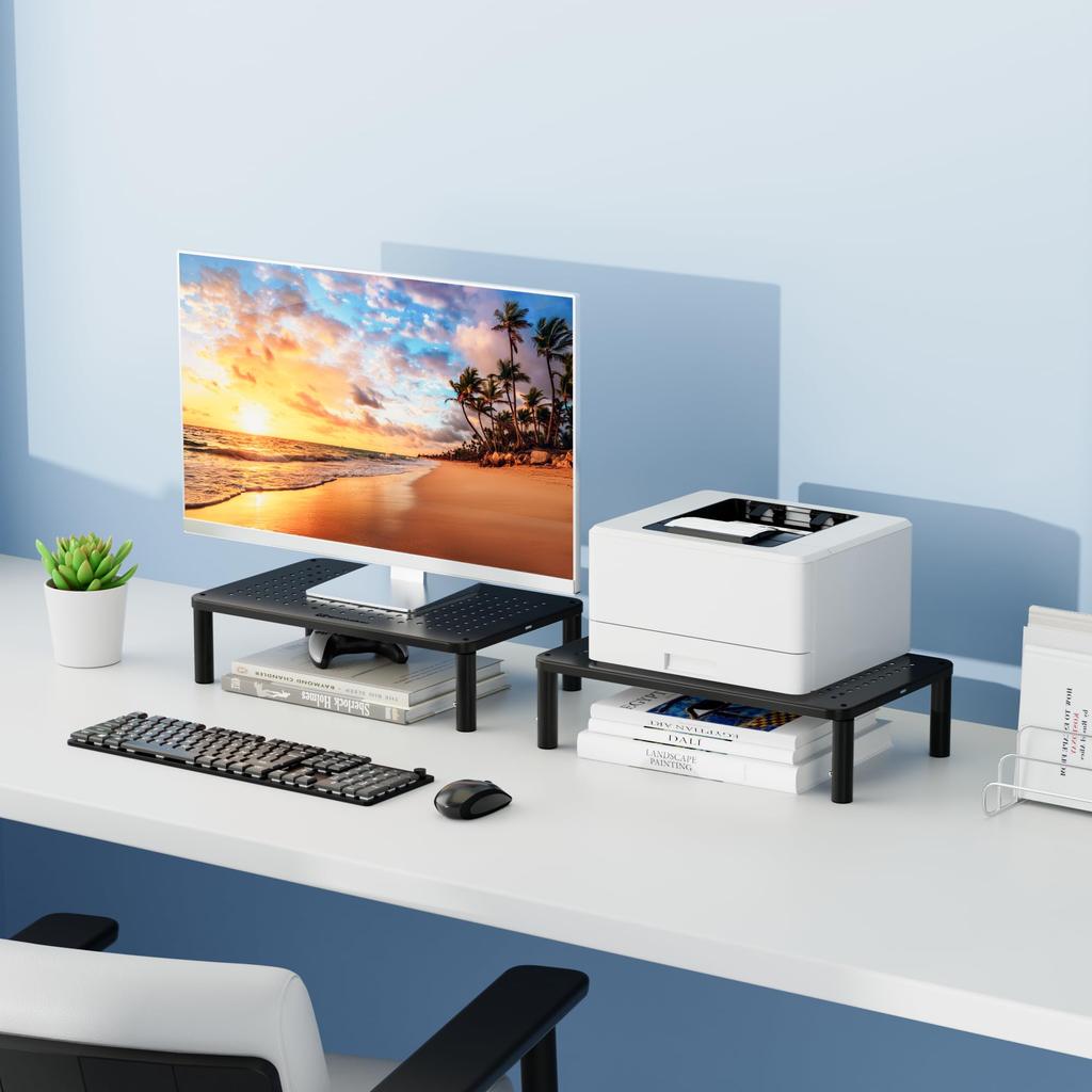 ERGOMAKER Monitor Desktop Monitor PC Height Posture Perforated Desktop No Tools 20KG Load 1 Black Stand, Stand, Stand, 3-Level Adjustment, Non-Slip,