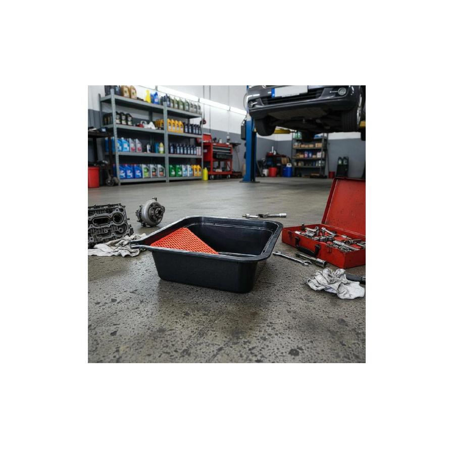 Oil Drain Pan Raised Edges Engine Oil Drain Pan Vehicle Maintenance Molded Finish Garage Equipment Wide Exposed Top for Workshop
