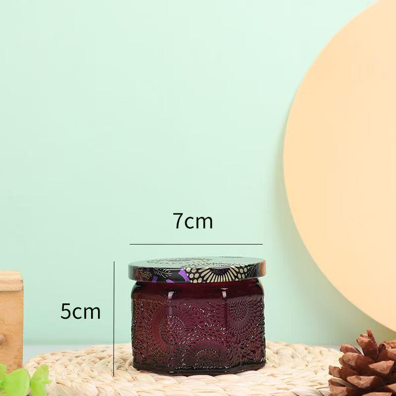 Embossed Glass Jar: DIY Flameless Scented Candle Cup with Colored Pattern