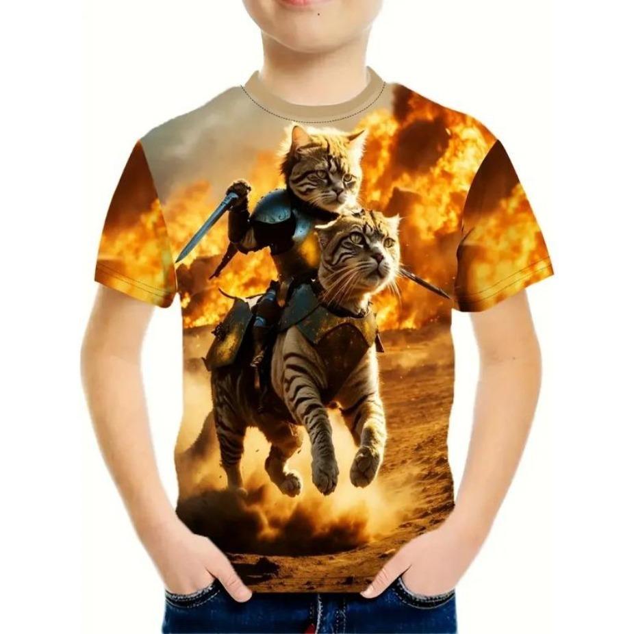 

Детские футболки с круглым вырезом, топы, полиэстер, повседневная спортивная одежда, удобные футболки, футболка с 3D-принтом и коротким рукавом 110