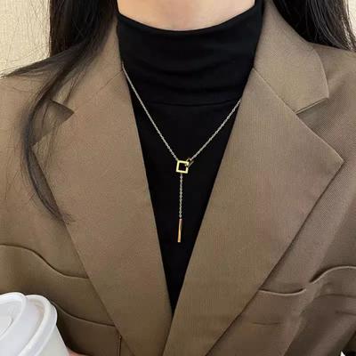 Women Y-Drop Lariat Necklace Elegant Sweater Necklace Triangle Pendant Adjustable Geometric Necklace Gift for Wife Girlfriend Daily Wear Jewelry