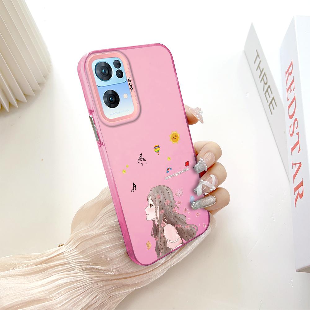 Painted Pattern Colorful Sliver Double Sided Hard Shell Shockproof Anti-fall Phone Casing for OnePlus OPPO Reno Realme