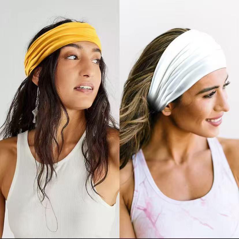 Solid Color Elastic Sport & Yoga Headband - Sweat-Absorbing Wide Edge Hair Tie & Fashion Accessory