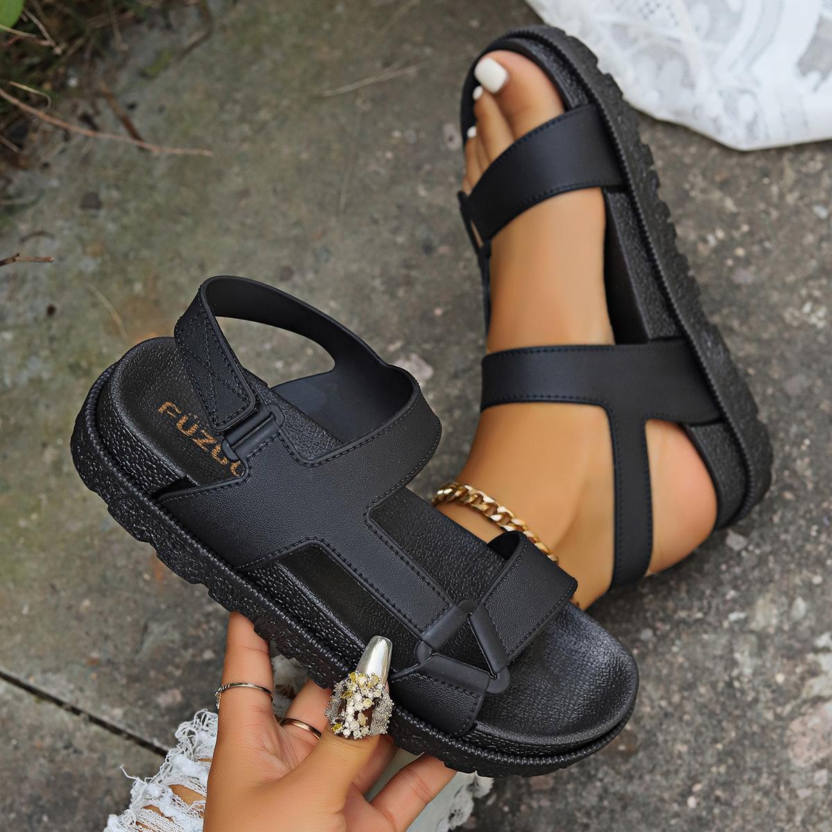New Style Casual Shoes - Velcro Thick-soled Sandals - Beach Women s Shoes 36 чёрный