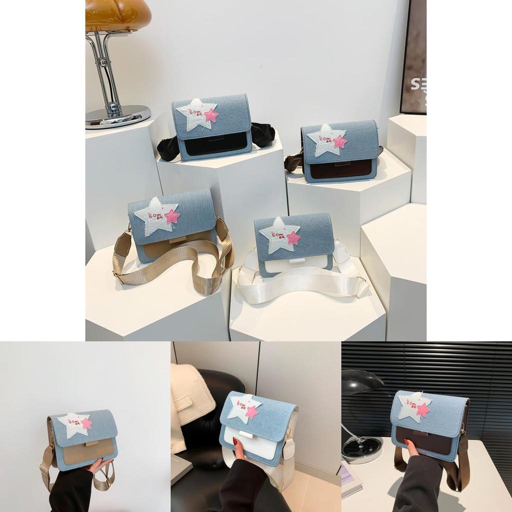 Stylish Summer Patchwork Women's Bag 2024 Trendy Denim Star Crossbody Shoulder Bag