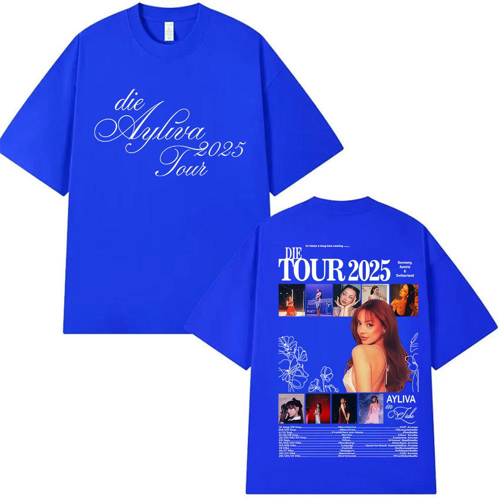 Die Ayliva Tour 2025 Graphic Tshirts Men Women Casual Harajuku Oversized T Shirt Retro Fashion High Quality Cotton Tshirt Tops