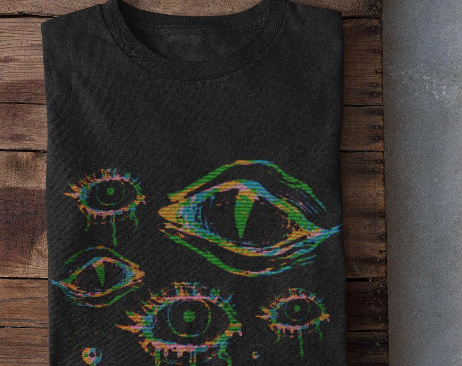 Glitch Eyes T Shirt, Grunge Clothing, Alt Clothing, Harajuku Clothes, Alternative Shirts, Pastel Goth Clothing, Goblincore, Dark Cottagecore L