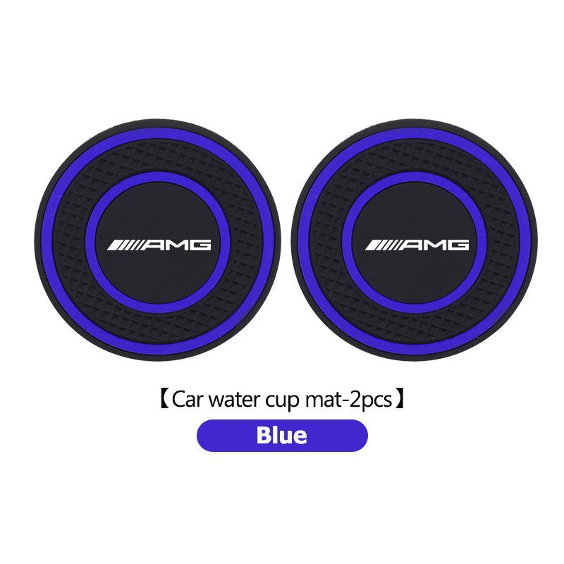 2pcs Car Anti Slip Insert Mat Coaster Water Cup Slot Decorate Pad For Mercedes Benz AMG A B C E S G Class W201 W210 W108 W205