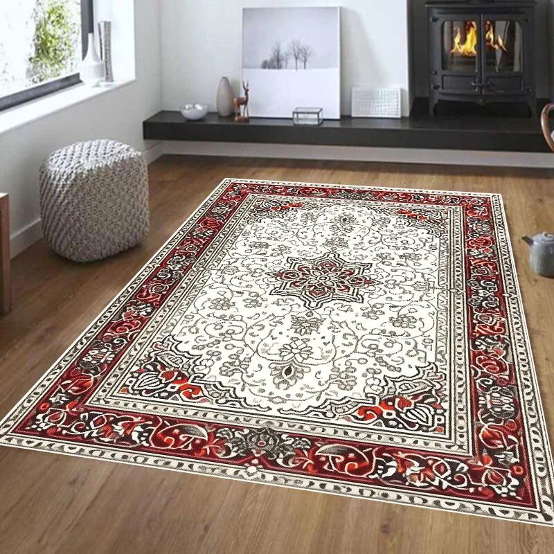 Retro Ethnischer Teppich Türkischer Perserteppich für Wohnzimmer Dekorativ Bettseite Schlafzimmer Vintage Bodenmatte Eingang Fußmatte Teppich