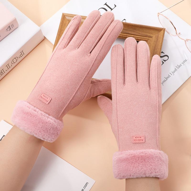Fleecehandschuhe, Damen Herbst und Winter verdickt warm Reiten Kälte Fahren niedlich Kaninchen Samt Winter warme Handschuhe