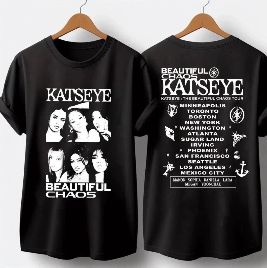 Женская ретро-винтажная футболка KATSEYE Gnarly Унисекс Мужская винтажная оверсайз футболка Хлопковая уличная одежда Свободные топы с коротким рукавом S