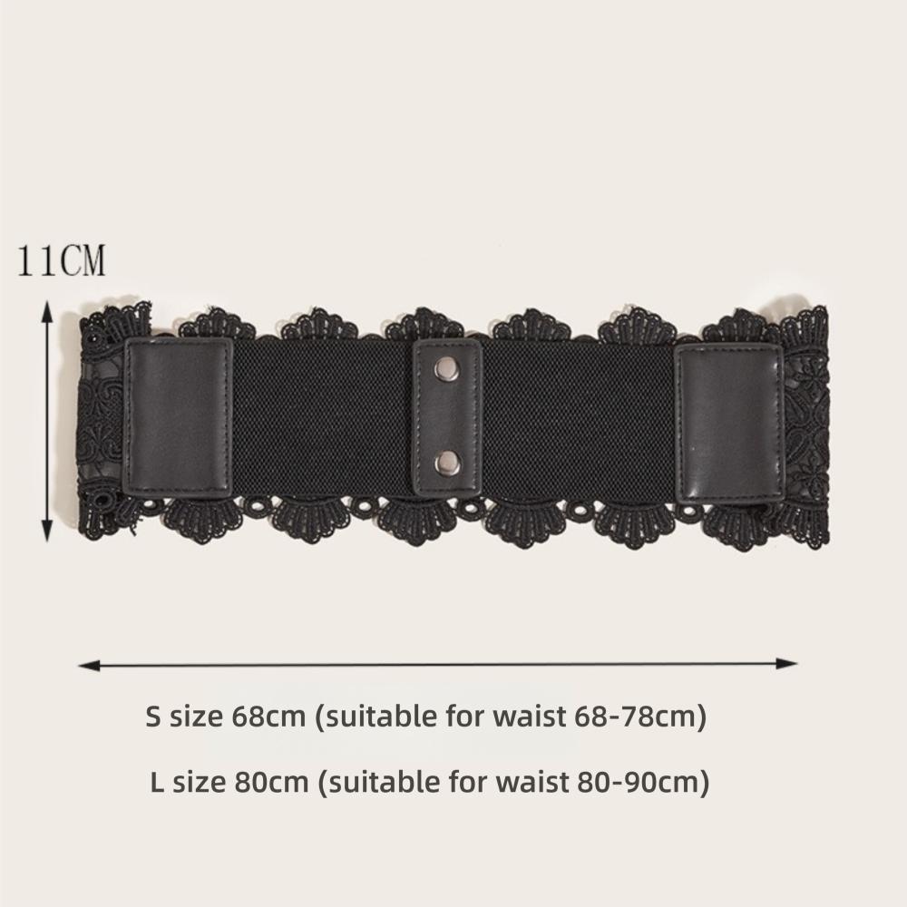 PU Leather Lace Wide Belt Elastic Corset Belt Y2K Women's Belt  Dress Accessories