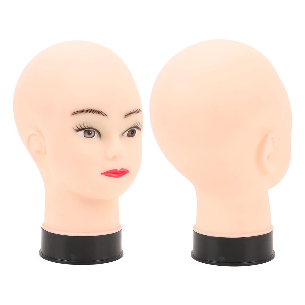 PVC Mannequin Head Bald Head Model with Universal Stand Interface for Wig Making Hat Display and Massage Training