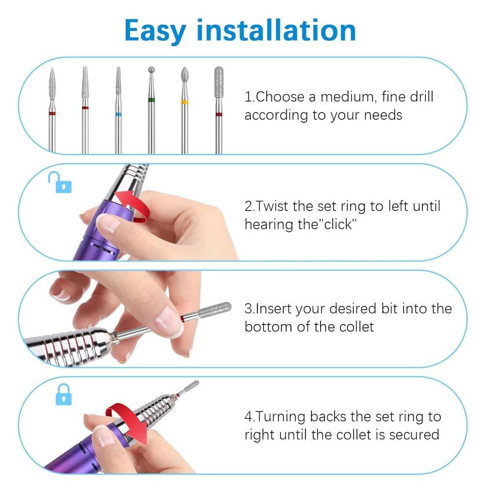 6 PCS Emery Nail Drill Bits Set Cuticle Remover Nail File Heads Manicure Machine Accessories