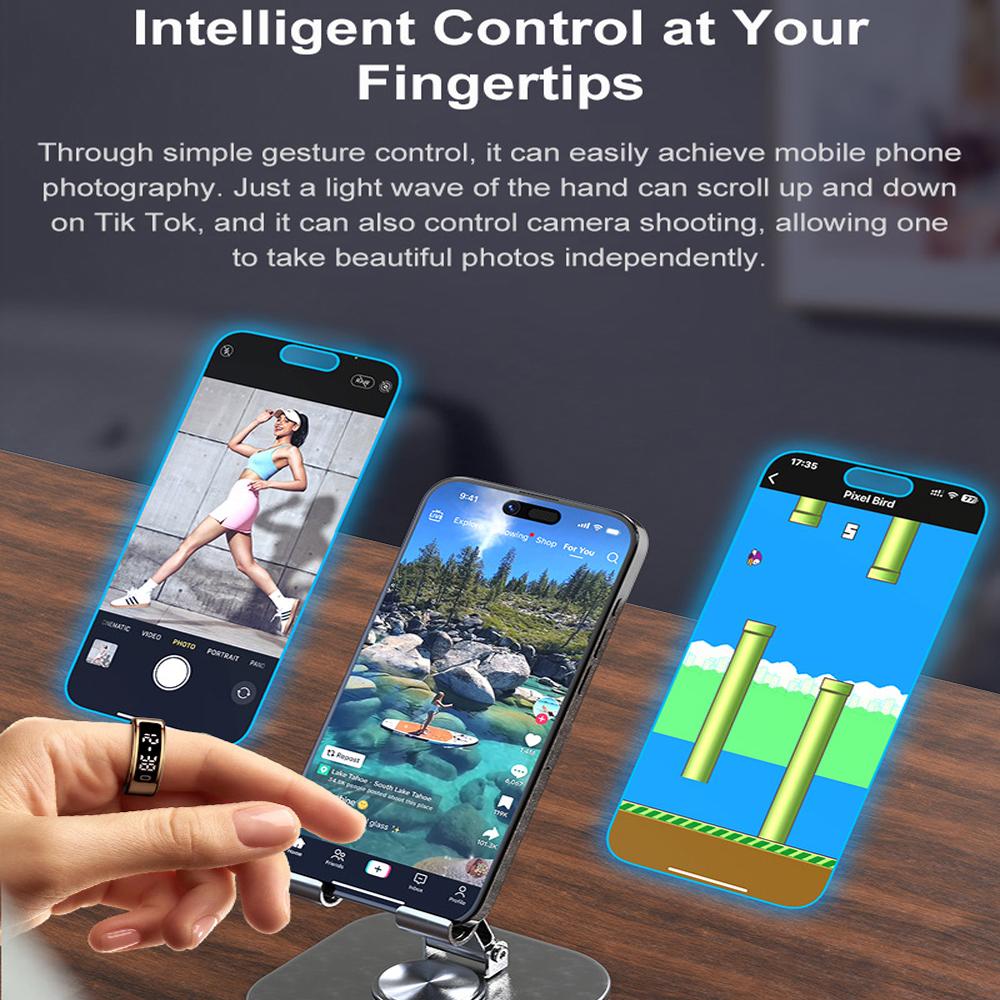 YurKem Smart Ring Heart Rate Blood Oxygen Blood Pressure Measuremen Men Women Fitness Tracker Sport IP68 Waterproof Bluetooth Ring