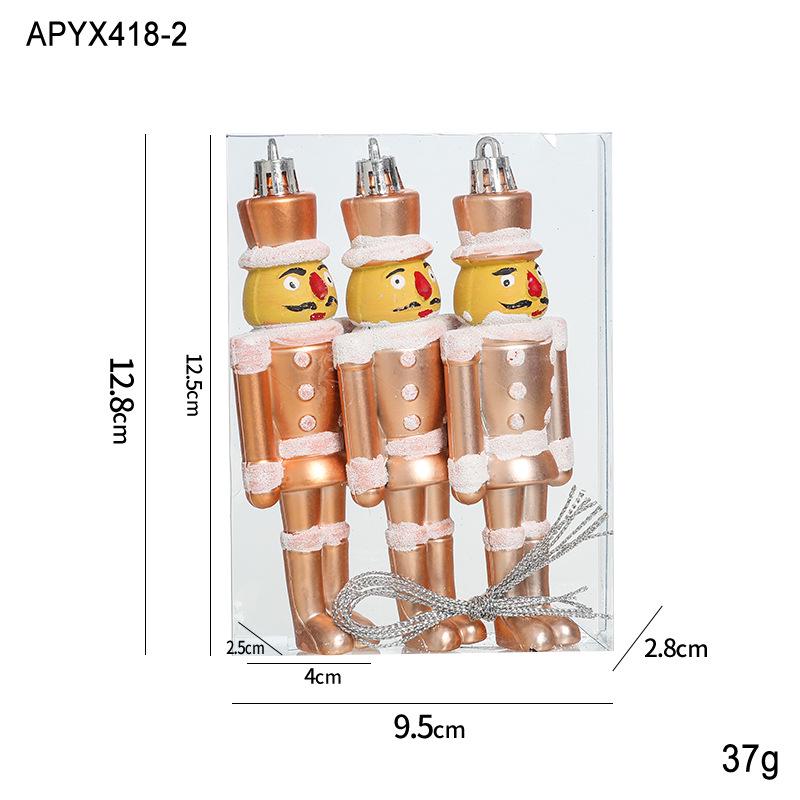 Plastic Champagne Christmas Tree Pendant Set: Creative Hanging Ornaments for Festive Decoration and Atmosphere.