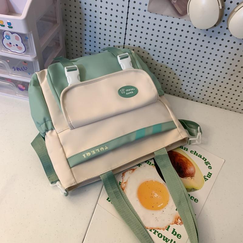 Large Capacity Crossbody Canvas Bag Waterproof Nylon Schoolbag For Female Students One-Shoulder Tote Bag