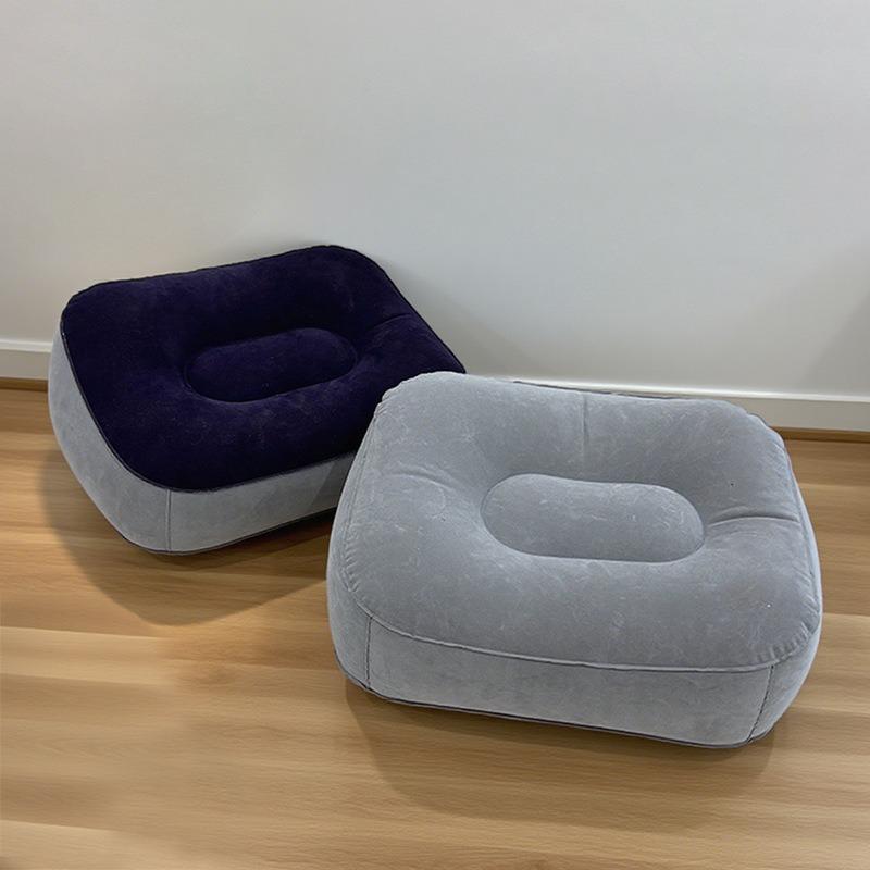 Long Distance Travel Portable Compression Inflatable Foot Pillow, Thickened PVC Plush Folding Foot Pad