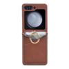 For Samsung Galaxy Z Flip7 FE 5G/Z Flip6 5G Case Metal Ring Card Holder Leather Coated PC Phone Cover