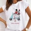 Europe and The United States Casual Womens Round Neck Tshirt Breathable Fashion Printed Girls Short Sleeve Base Shirt