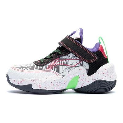 Li Ning Kids Non-Slip Shock Absorbing Wear-Resistant Breathable Mid-Top Basketball Shoes Kids Basketball Shoes Black White YKNR084-3