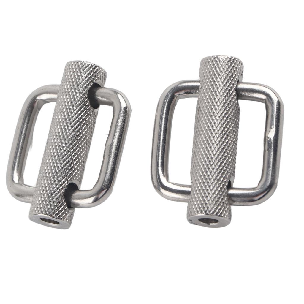 2Pcs Slide Buckle 316 Stainless Steel Rectangle Adjustable Knurled Roller Belt Buckles