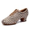Leopard Latin Dance Shoes Jazz Tango Salsa Woman Modern Ballroom Dance Shoes Teacher Shoes 3.5cm/5cm Heels Dance Sneakers