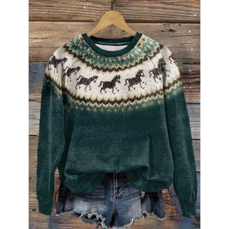 Podzimní a zimní nové dámské oblečení šik s dlouhým rukávem 3D dámský tištěný vzor ležérní móda dámská mikina volného střihu