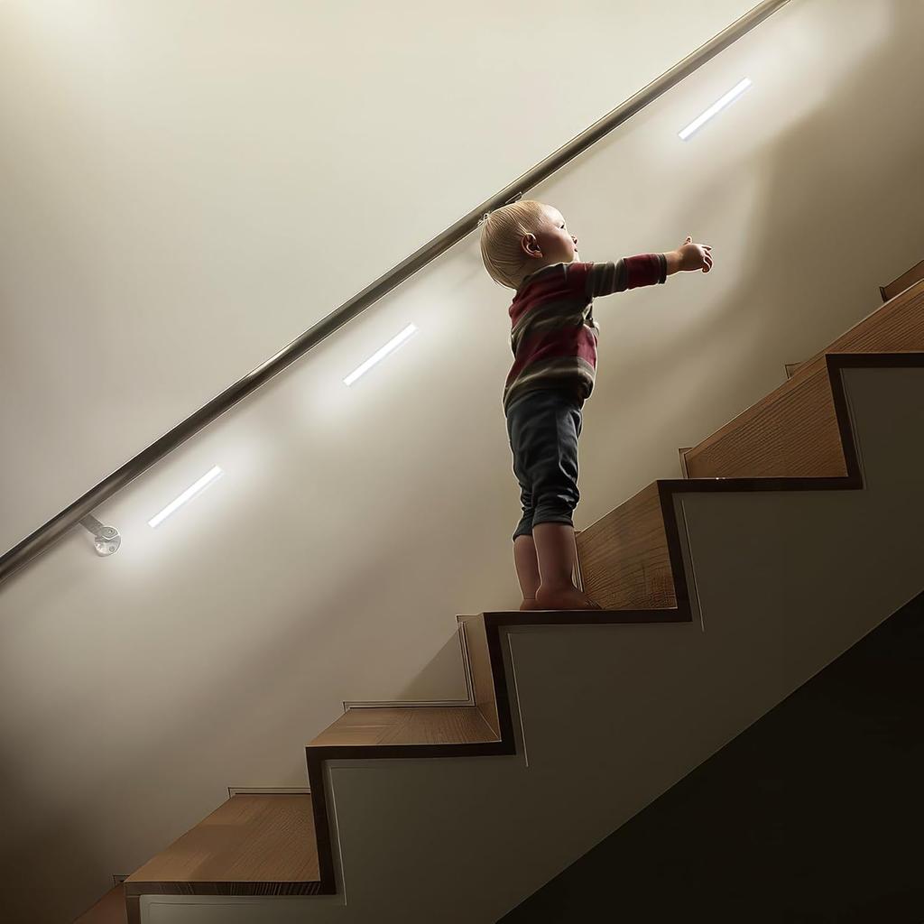 6PK Under Cabinet Lighting, 12LED Motion Sensor 12LED Light Indoor, Night Led Lights Rechargeable Stick-on Lights for Kitchen Closet Stairs