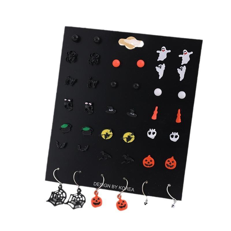 New Halloween Stud Earrings Combination Cartoon Funny Easter Earrings Set