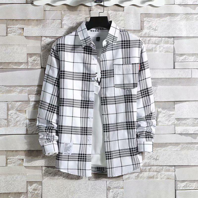 Hong Kong Style Men's Plaid Sun Protection Jacket - Long-Sleeved, Lightweight, Trendy & Stylish.