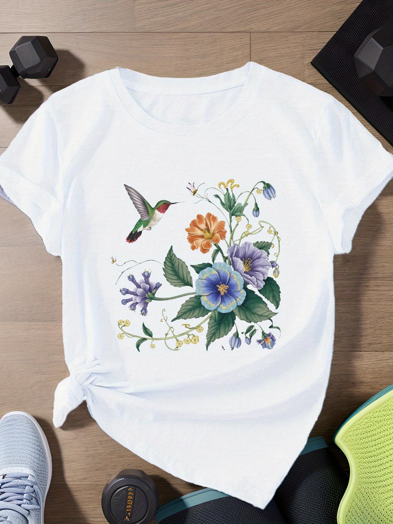 European size Colorful hummingbird in flight Women s Sports Short Sleeve T-Shirt S