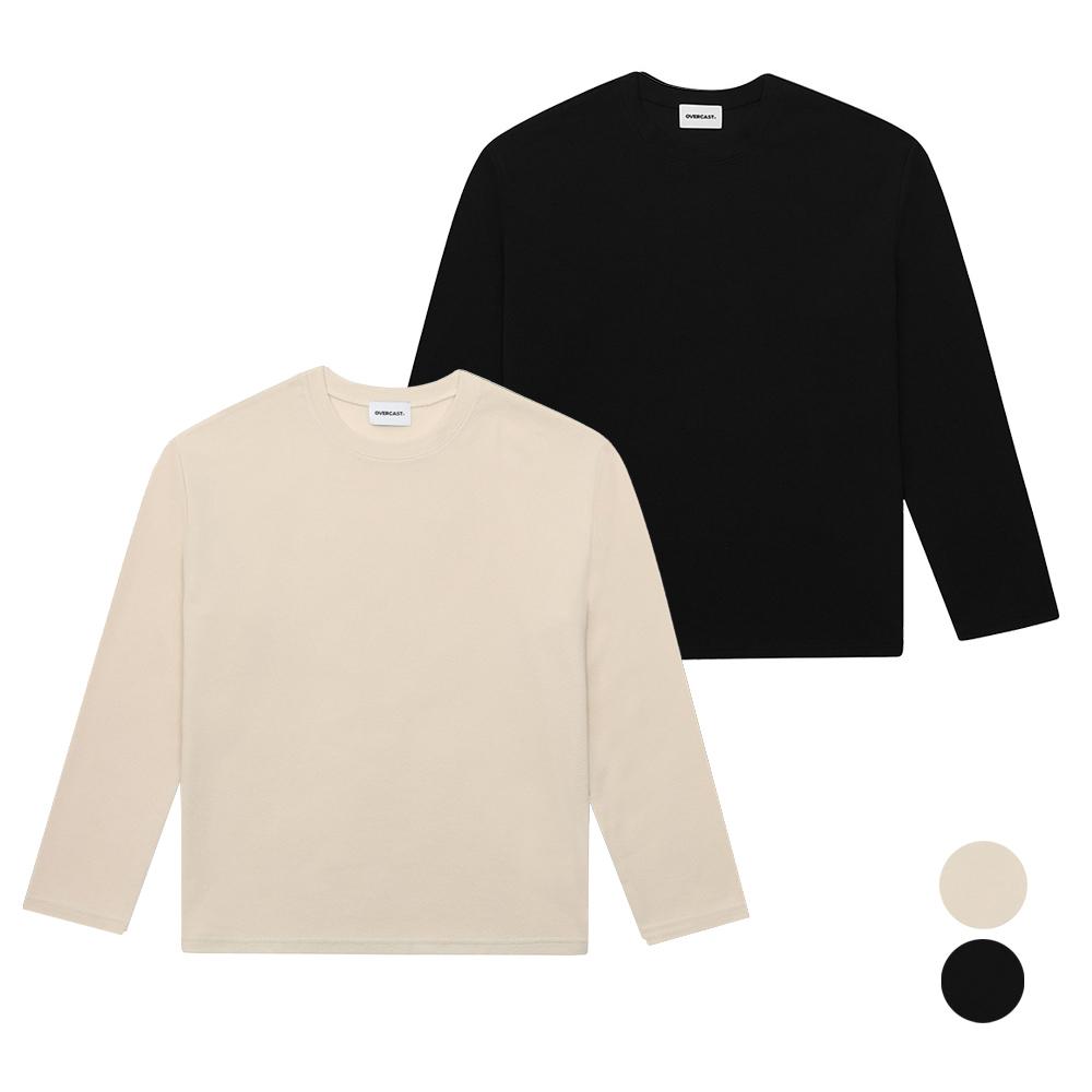 Obeokaeseuteu Long Sleeve T-Shirt Two-Pack (Black Beige)